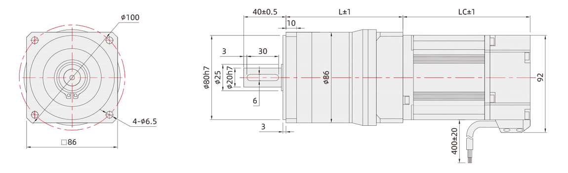 80mm-PF行星減速無刷電機(jī)尺寸圖